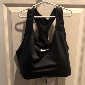 Nike Women's Black Sports Bra with White Logo